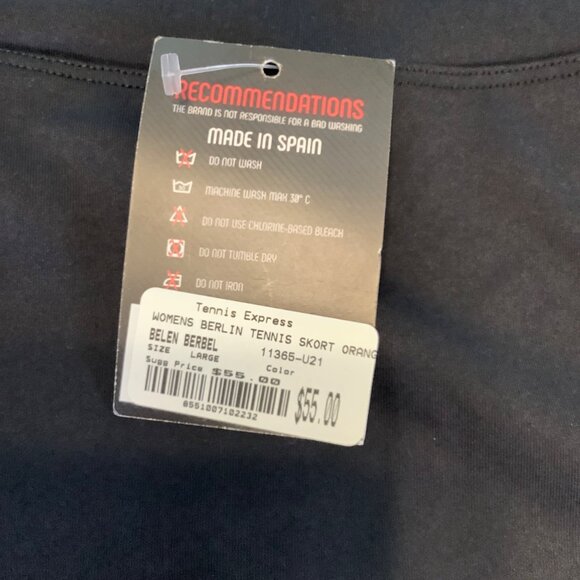 NWT Belen Berbel Women’s Tennis Pickleball Skort Large Orange Black Activewear - Picture 8 of 10